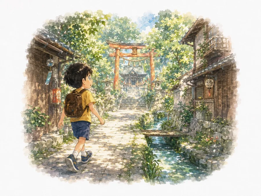 ぶらぶら歩いていると、森の奥にふるい神社をみつけた。